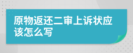 原物返还二审上诉状应该怎么写