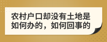 农村户口却没有土地是如何办的，如何回事的