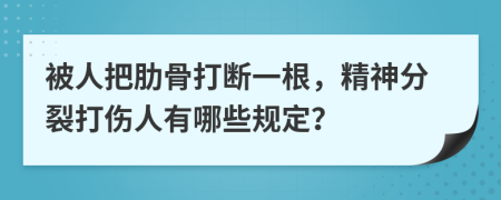 被人把肋骨打断一根，精神分裂打伤人有哪些规定？