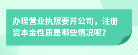 办理营业执照要开公司，注册资本金性质是哪些情况呢？