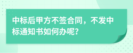 中标后甲方不签合同，不发中标通知书如何办呢？