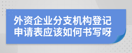 外资企业分支机构登记申请表应该如何书写呀