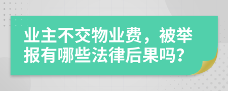 业主不交物业费，被举报有哪些法律后果吗？