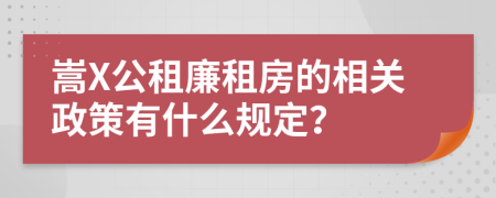 嵩X公租廉租房的相关政策有什么规定？