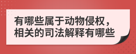 有哪些属于动物侵权，相关的司法解释有哪些