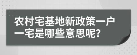 农村宅基地新政策一户一宅是哪些意思呢？