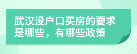 武汉没户口买房的要求是哪些，有哪些政策
