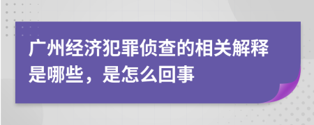 广州经济犯罪侦查的相关解释是哪些，是怎么回事