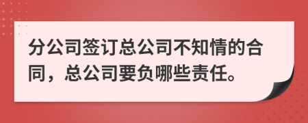 分公司签订总公司不知情的合同，总公司要负哪些责任。