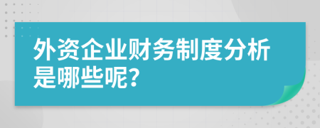 外资企业财务制度分析是哪些呢？