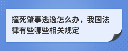 撞死肇事逃逸怎么办，我国法律有些哪些相关规定