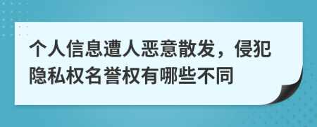 个人信息遭人恶意散发，侵犯隐私权名誉权有哪些不同