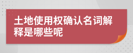 土地使用权确认名词解释是哪些呢