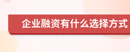 企业融资有什么选择方式