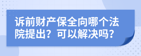 诉前财产保全向哪个法院提出？可以解决吗？