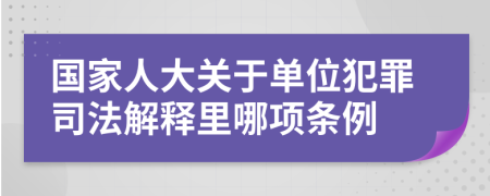 国家人大关于单位犯罪司法解释里哪项条例