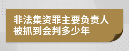 非法集资罪主要负责人被抓到会判多少年