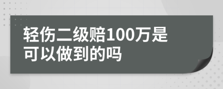 轻伤二级赔100万是可以做到的吗
