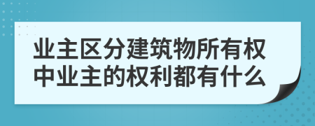 业主区分建筑物所有权中业主的权利都有什么