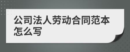 公司法人劳动合同范本怎么写