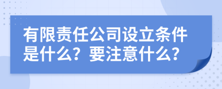 有限责任公司设立条件是什么？要注意什么？