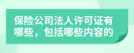 保险公司法人许可证有哪些，包括哪些内容的