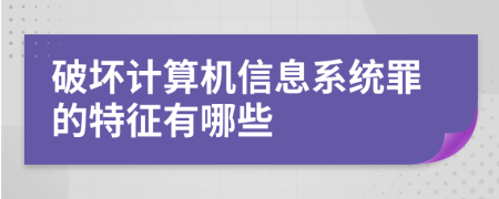 破坏计算机信息系统罪的特征有哪些