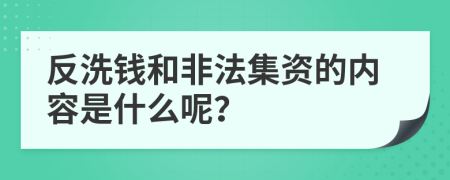 反洗钱和非法集资的内容是什么呢？