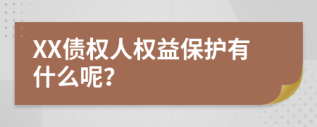 XX债权人权益保护有什么呢？