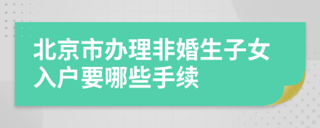 北京市办理非婚生子女入户要哪些手续