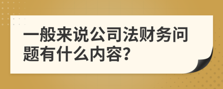 一般来说公司法财务问题有什么内容？