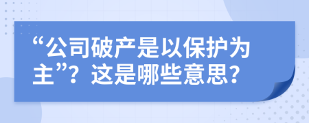 “公司破产是以保护为主”？这是哪些意思？