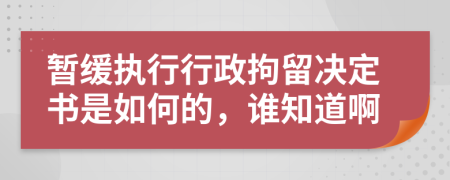 暂缓执行行政拘留决定书是如何的，谁知道啊