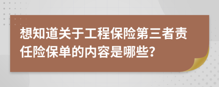 想知道关于工程保险第三者责任险保单的内容是哪些？