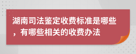 湖南司法鉴定收费标准是哪些，有哪些相关的收费办法