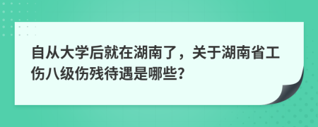 自从大学后就在湖南了，关于湖南省工伤八级伤残待遇是哪些？