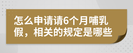 怎么申请请6个月哺乳假，相关的规定是哪些