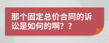 那个固定总价合同的诉讼是如何的啊？？