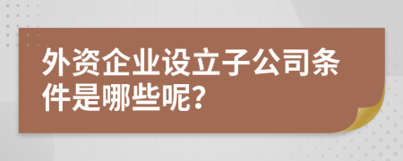 外资企业设立子公司条件是哪些呢？