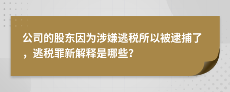 公司的股东因为涉嫌逃税所以被逮捕了，逃税罪新解释是哪些？