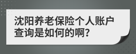 沈阳养老保险个人账户查询是如何的啊？