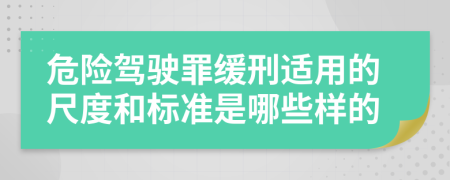 危险驾驶罪缓刑适用的尺度和标准是哪些样的