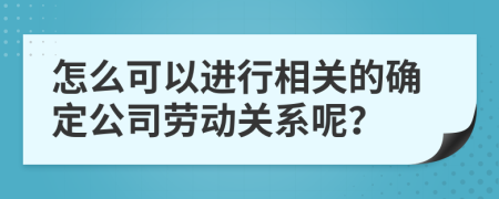 怎么可以进行相关的确定公司劳动关系呢？