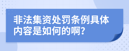 非法集资处罚条例具体内容是如何的啊？