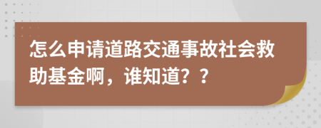 怎么申请道路交通事故社会救助基金啊，谁知道？？