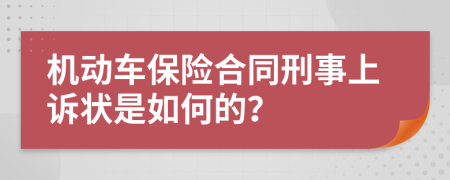 机动车保险合同刑事上诉状是如何的？