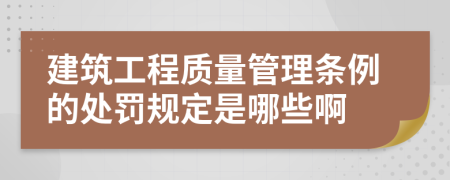 建筑工程质量管理条例的处罚规定是哪些啊