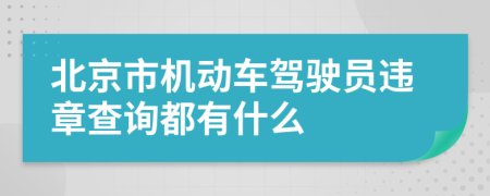 北京市机动车驾驶员违章查询都有什么