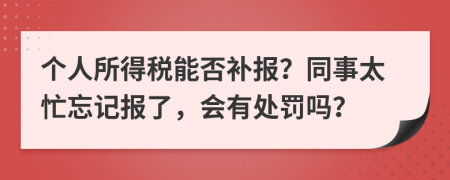 个人所得税能否补报？同事太忙忘记报了，会有处罚吗？