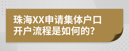 珠海XX申请集体户口开户流程是如何的？